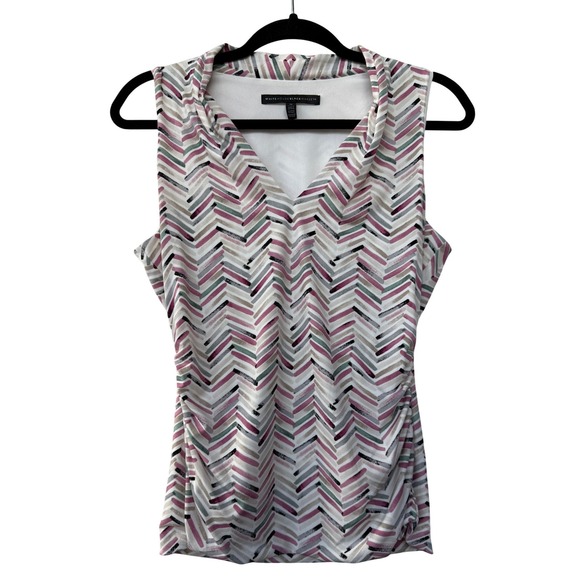 White House Black Market Tops - White House Black Market Sleeveless Chevron Print Cowl Neck Top Medium